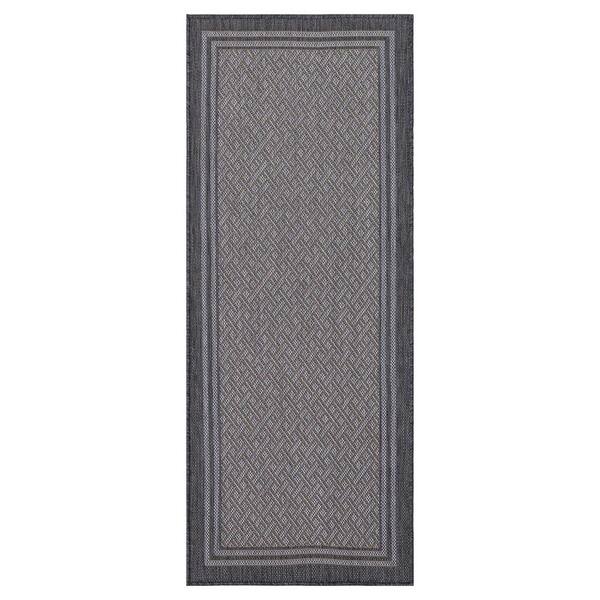 Ottomanson Jardin Collection Border Gray Reversible Outdoor 2 ft. x 5 ft., Runner Rug