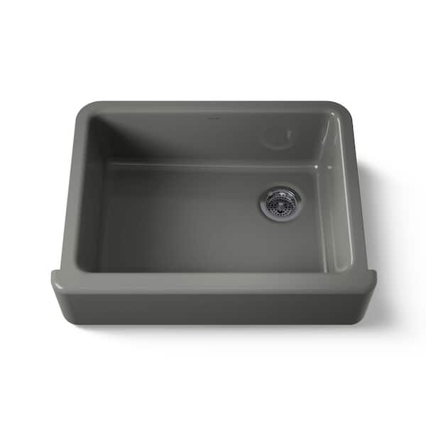 KOHLER Whitehaven Farmhouse Apron-Front Cast Iron 30 in. Single Basin Kitchen Sink in Thunder Grey