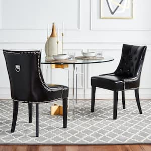 Harlow Black/Espresso Bicast Leather Side Chair (Set of 2)