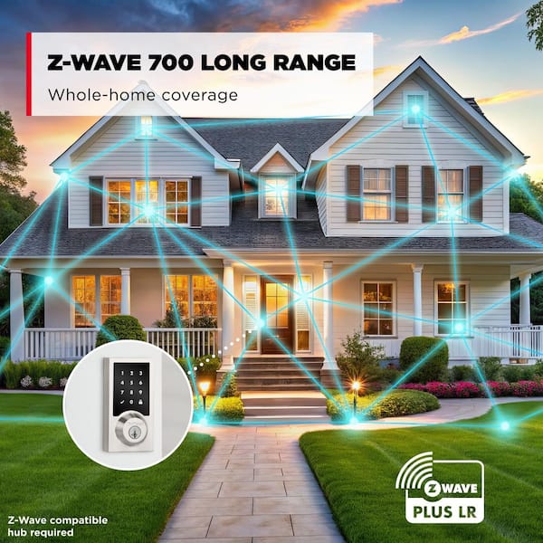 Kwikset HomeConnect 918 Satin Nickel Contemporary Z-Wave Long
