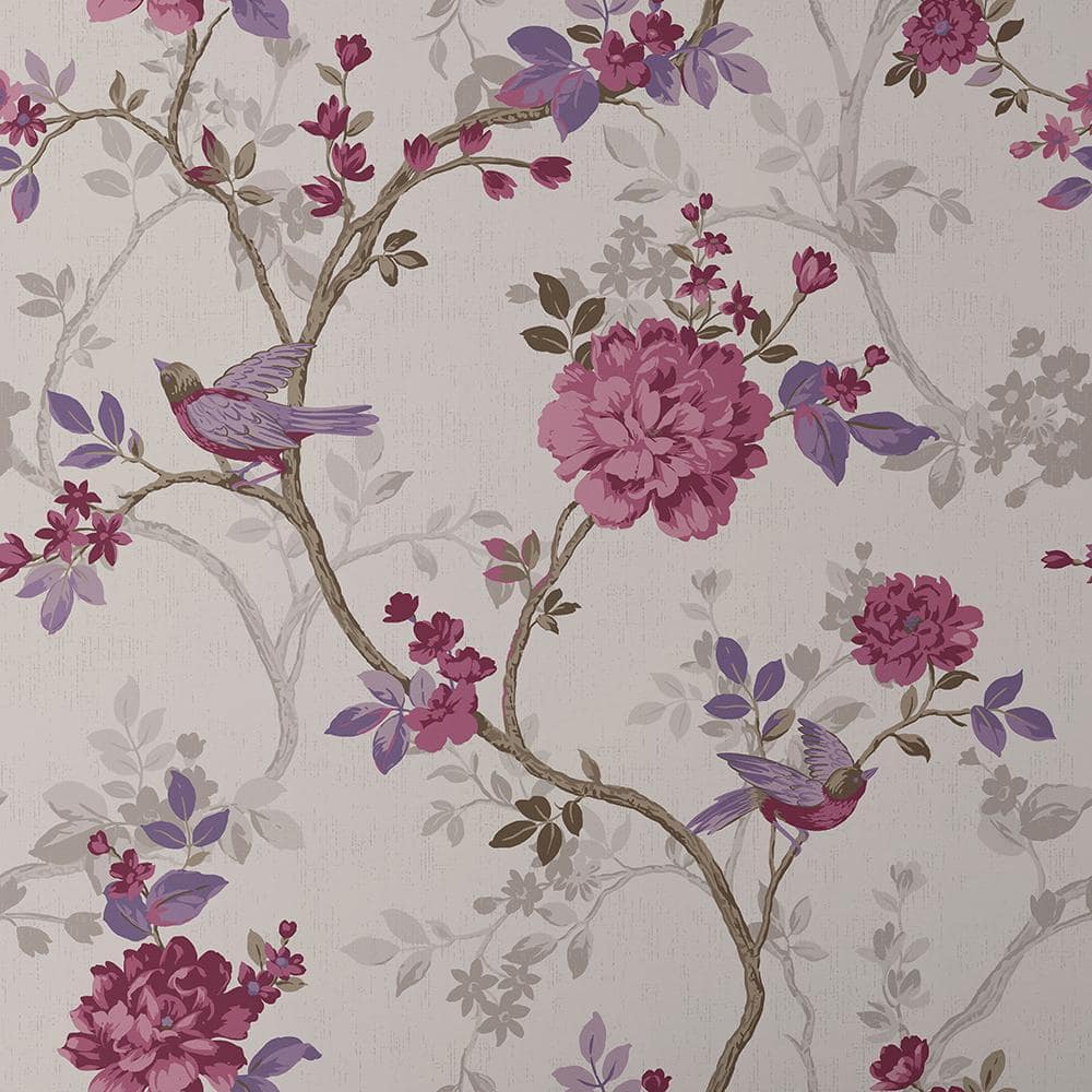 Gray Pink Maroon Floral Contact Paper, Peel And Stick Paper Removable  Wallpaper Shelf Liner, Drawer Liner