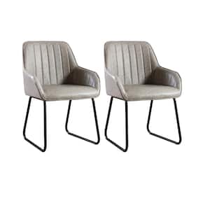 Ajaccio Grey Synthetic Leather Midcentury Dining Accent Chair (Set of 2)
