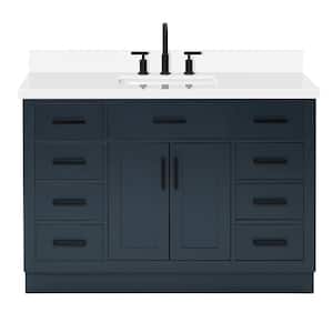 Hepburn 49 in. W x 22 in. D x 36 in. H Bath Vanity in Midnight Blue with Pure Quartz Vanity Top with White Basin