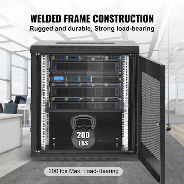 SKYSHALO 12U Wall Mount Steel Server Cabinet 25.2x15.5x17