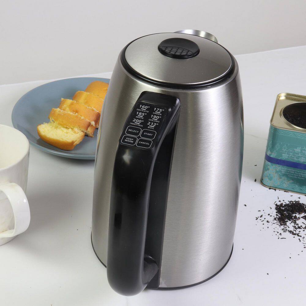 Kenmore 1.7L Stainless Steel Cordless Electric Kettle with Digital Controls