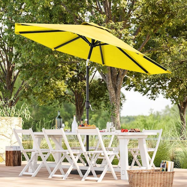 9 ft. Steel Market Tilt Patio Umbrella Table Umbrella for Patio and Outdoor With Tilt Button in Yellow