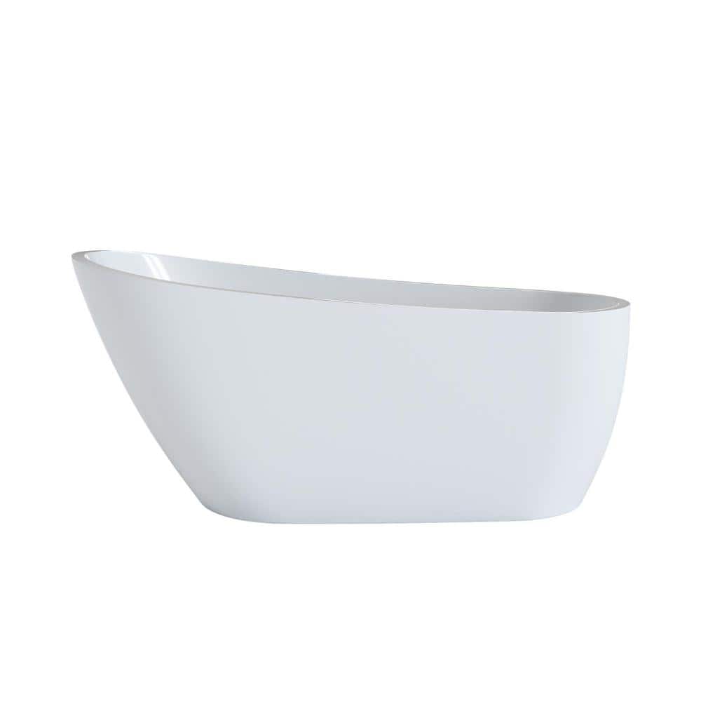 SORA 63 in. Spa-Like Acrylic Freestanding Soaking Bathtub with Integrated Overflow and Pop-Up Drain in Gloss White price history on PriceWatchPro