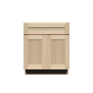 Lancaster Shaker Assembled 24 in. x 34.5 in. x 24 in. Base Cabinet with 2-Doors and 1-Drawer in Natural Wood