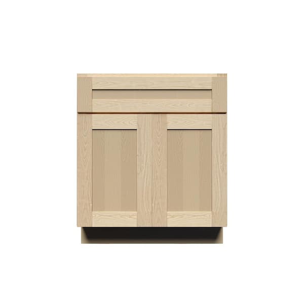 LIFEART CABINETRY Lancaster Shaker Assembled 30 in. x 34.5 in. x 24 in. Base Cabinet with 2-Doors and 1-Drawer in Natural Wood