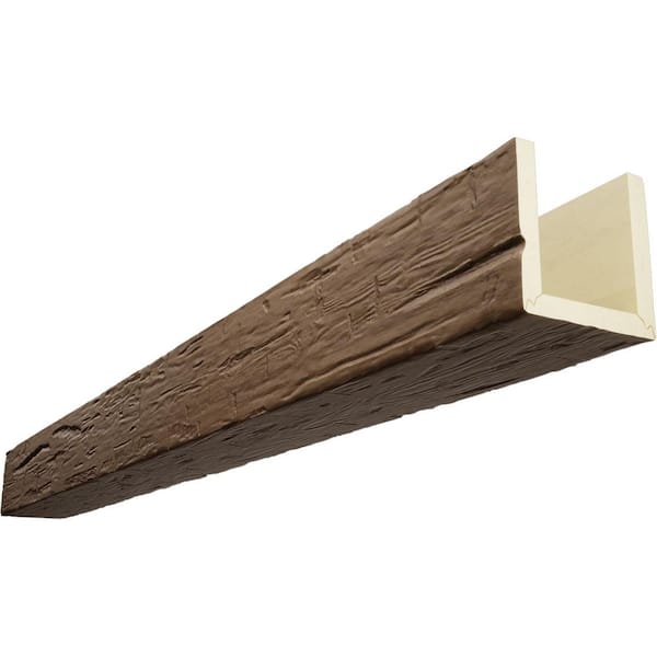 Ekena Millwork Endurathane 12 in. H x 8 in. W x 8 ft. L Hand Hewn Honey Wheat Faux Wood Beam