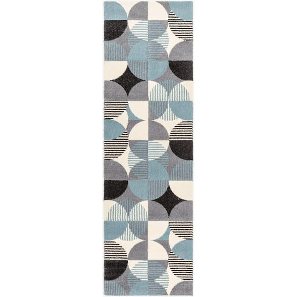 Well Woven Astrid Landon Modern Geometric Blue 2 ft. 3 in. x 7 ft. 3 in. Runner Area Rug