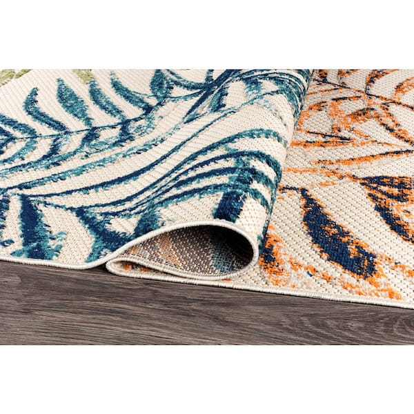 Bahama Palm Frond Floral Multi 2 ft. x 7 ft. Runner Indoor/Outdoor Area Rug