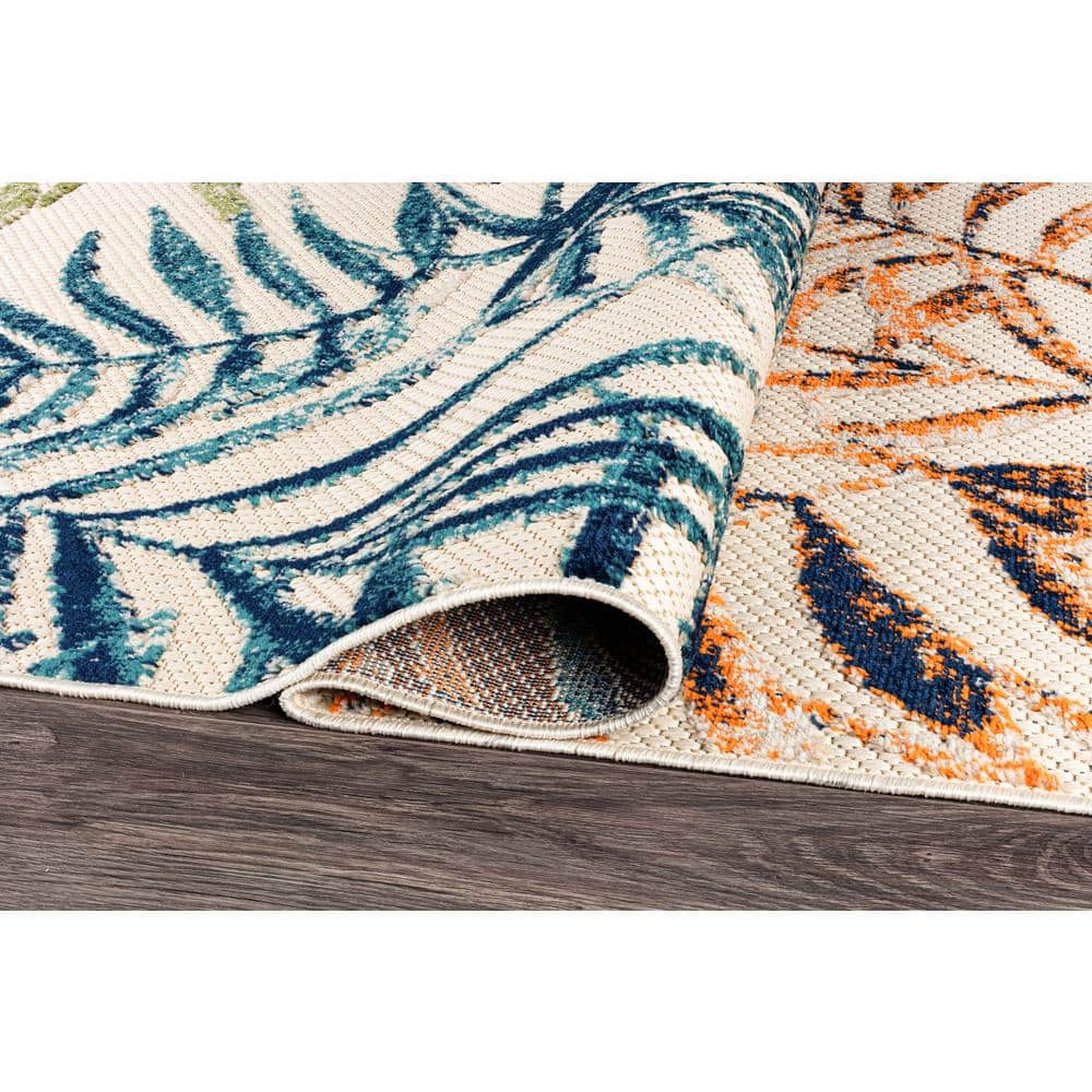 Bahama Palm Frond Floral Multicolor Synthetic 5' x 7' Indoor/Outdoor Area Rug