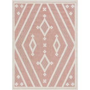 Sila Mali Moroccan Tribal Terracotta 7 ft. 10 in. x 10 ft. 6 in. Flat-Weave Indoor/Outdoor Area Rug