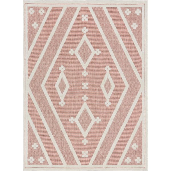 Well Woven Sila Mali Moroccan Tribal Terracotta 7 ft. 10 in. x 10 ft. 6 in. Flat-Weave Indoor/Outdoor Area Rug