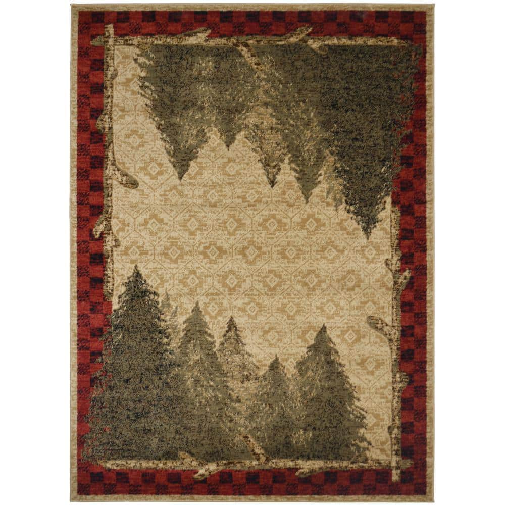 american destination antique forest antique rustic multi-color 5 ft. x 8 ft. area rug