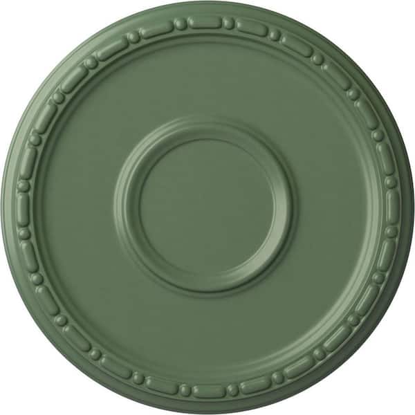 Ekena Millwork 16-1/2" x 1-1/2" Medea Urethane Ceiling Medallion (Fits Canopies upto 5-1/2"), Hand-Painted Athenian Green