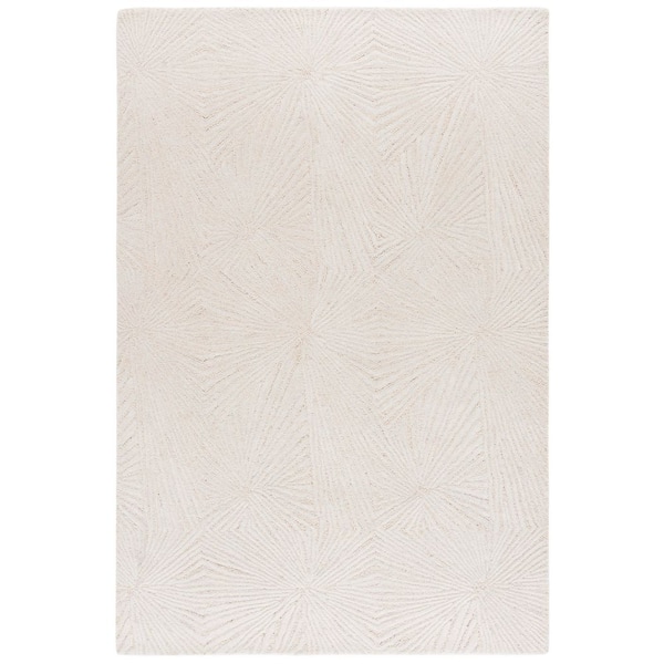 Ebony 4 ft. x 6 ft. Ivory Solid Geometric Radiant Area Rug