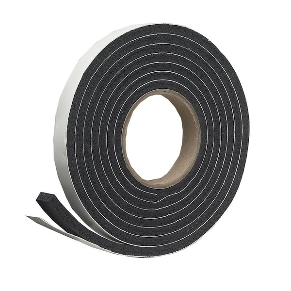 Frost King 1-1/4 in. x 7/16 in. x 10 ft. Black High-Density Rubber Foam Weatherstrip Tape