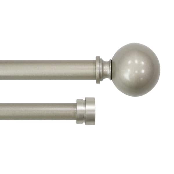 Lumi 66 in. - 120 in. Adjustable Double Curtain Rod 3/4 in. Dia. in Silver with Ball finials
