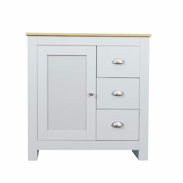 Tileon 31.1 in. W x 13.78 in. D x 31.89 in. H Gray MDF Freestanding Linen Cabinet