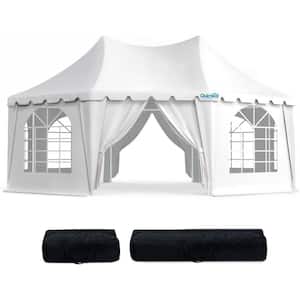 20 ft. x 15 ft. White Party Tent Heavy Duty Wedding Tent Outdoor Canopy with Carry Bags