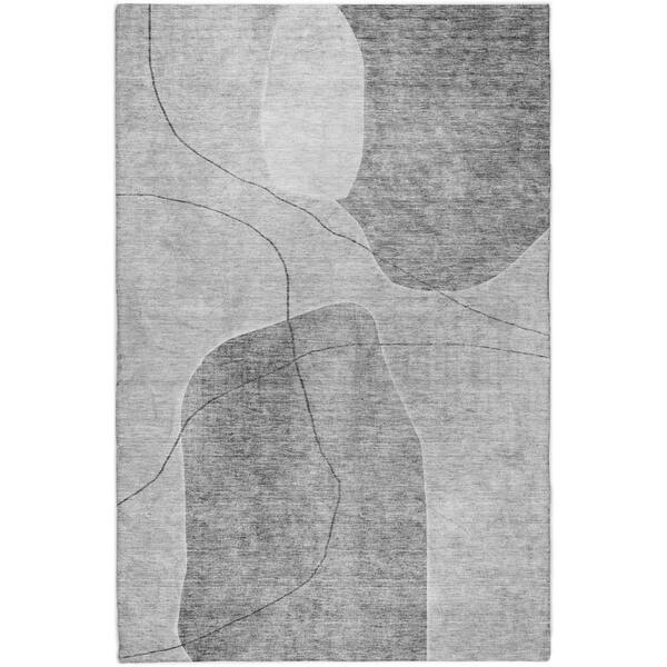 Dream Shag Premium Machine Washable Abstract ADS672 Gray 9 ft. x 12 ft. Area Rug