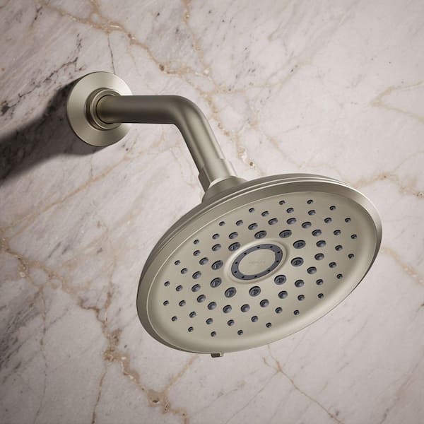 Cursiva 3-Spray Patterns 6.75 in. Wall Mount Fixed Showerhead in Vibrant Brushed Nickel
