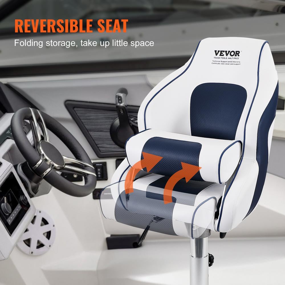 VEVOR High-Back Folding Boat Seats (2 Pack) – Waterproof PVC Leather, Thick Foam, Aluminum Hinges For Fishing Boats