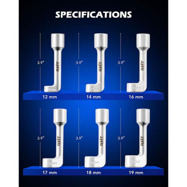 Oyezvary 1/2 in. Dr Diesel Injector Socket Wrench Set 6-Piece 12