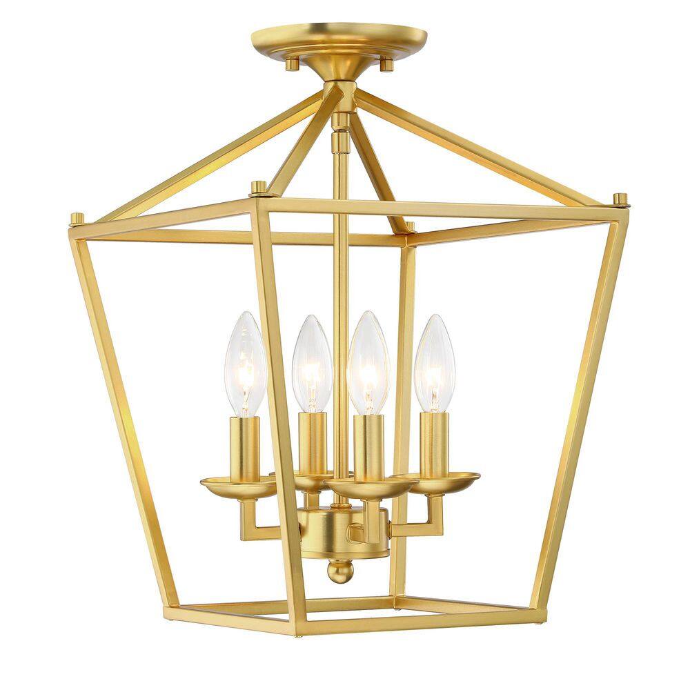 Avex 12 in. 4-Light Gold Modern Vintage Semi-Flush Mount with Steel Cage Shade and No Bulbs Included price history on PriceWatchPro