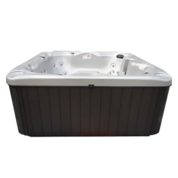 American Spas Glory 7-Person 40-Jet Premium Acrylic Lounger Spa Hot Tub with 2 Backlit LED Waterfalls and Steps