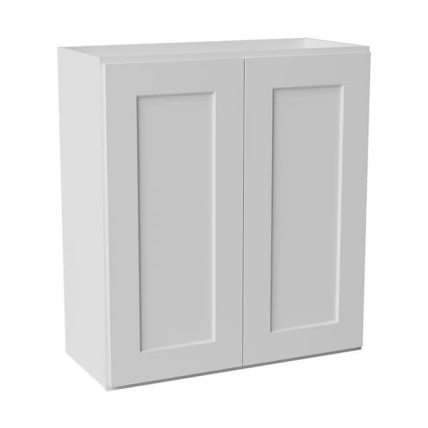 27 in. W x 12 in. D x 30 in. H Ready to Assemble Solid Wood Shaker Wall Kitchen Cabinet in White