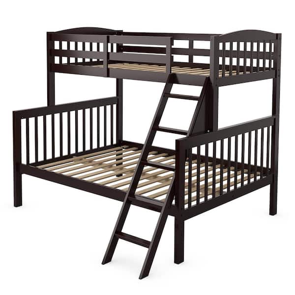 Costway Espresso Convertible with Ladder Bunk Beds
