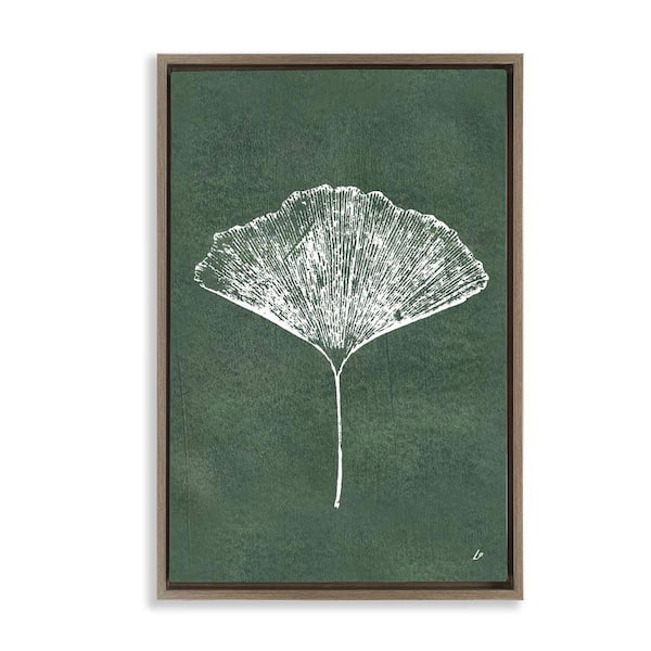 Stupell Industries Ginkgo Impression on Green by Lydia Orange Brown Floater Frame Nature Graphic Art Print 25 in. x 17 in.