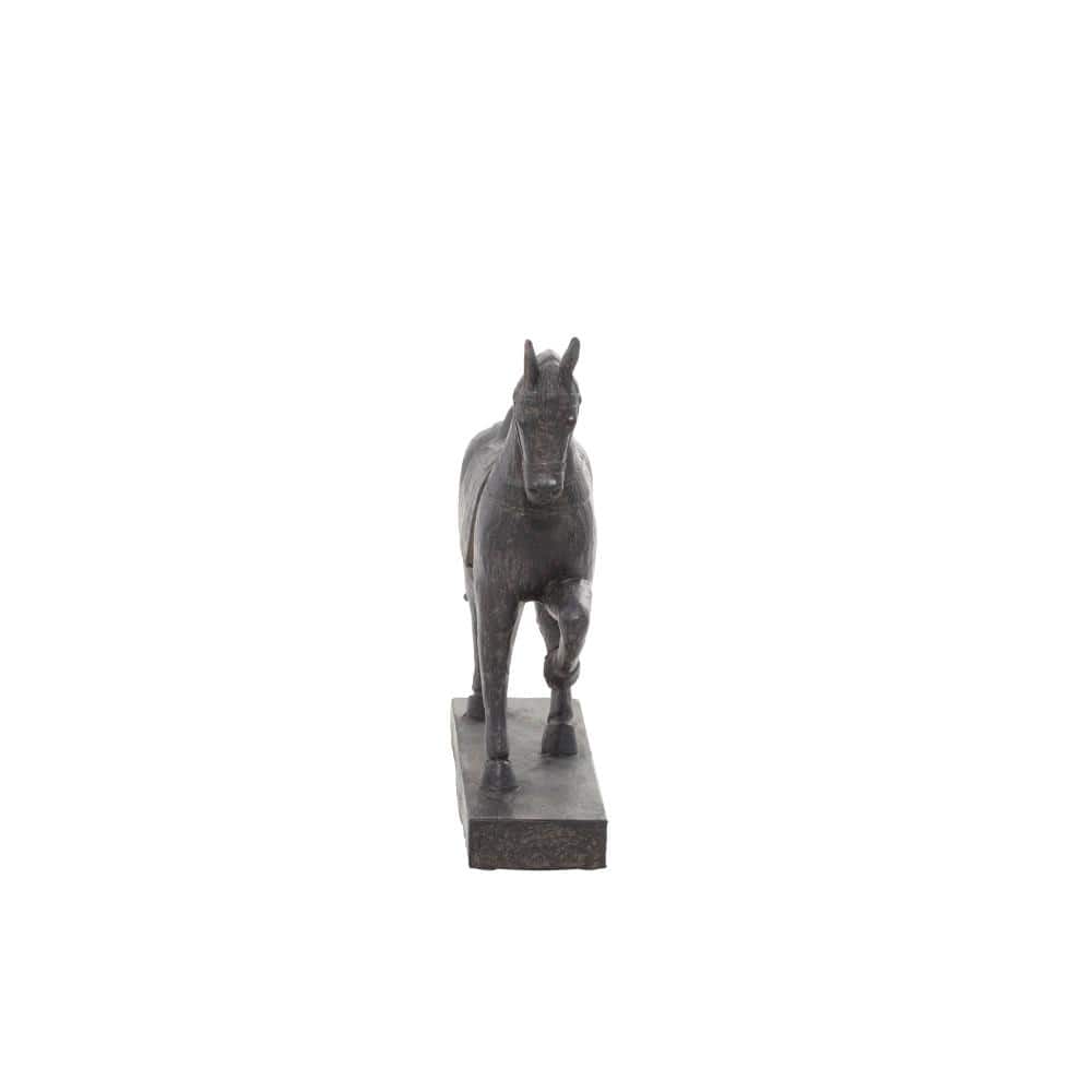 9" Brown Polystone Horse Statue with Weathered Finish