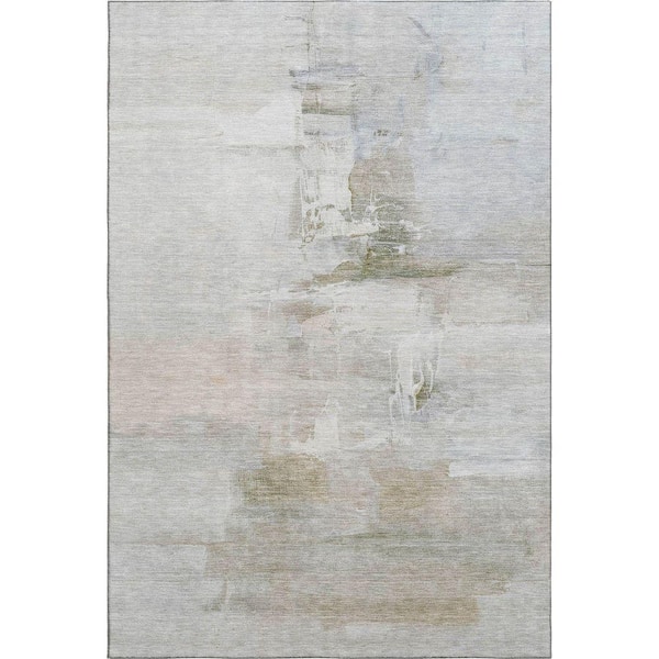 Mayfield Premium Machine Washable Abstract AMF2044 Linen 3 ft. x 4 ft. Area Rug