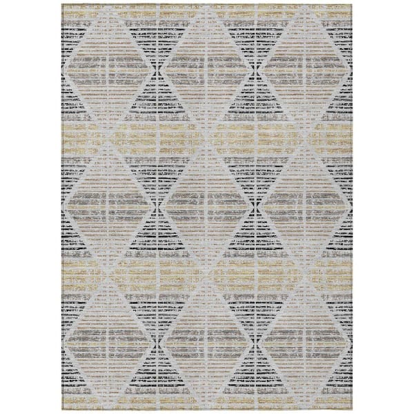 Chantille Machine Washable Indoor/Outdoor Abstract ACN2671 Silver 10 ft. x 14 ft. Area Rug