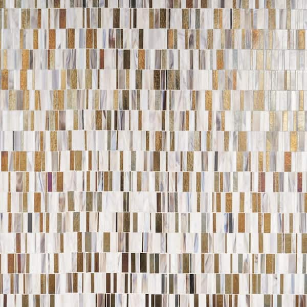Ivy Hill Tile Rococo Stacked Astral Metallic 11.93 in. x 12 in. Polished Glass Wall Tile (0.99 sq. ft./Each)