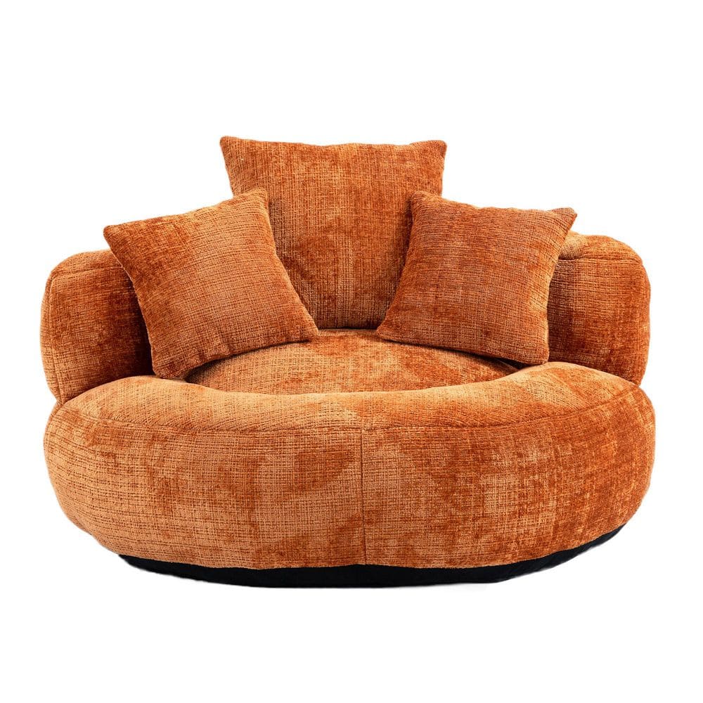 Orange Chenille Middle Bean Bag Chair, Durable Comfort Lounger High Back Co