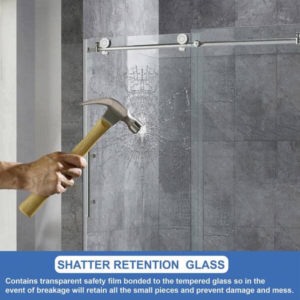 Mattishall 44 in. to 48 in. x 76 in. Frameless Sliding Shower Door with Shatter Retention Glass in Chrome Mattishall 44 in. to 48 in. x 76 in. Frameless Sliding Shower Door with Shatter Retention Glass in Chrome