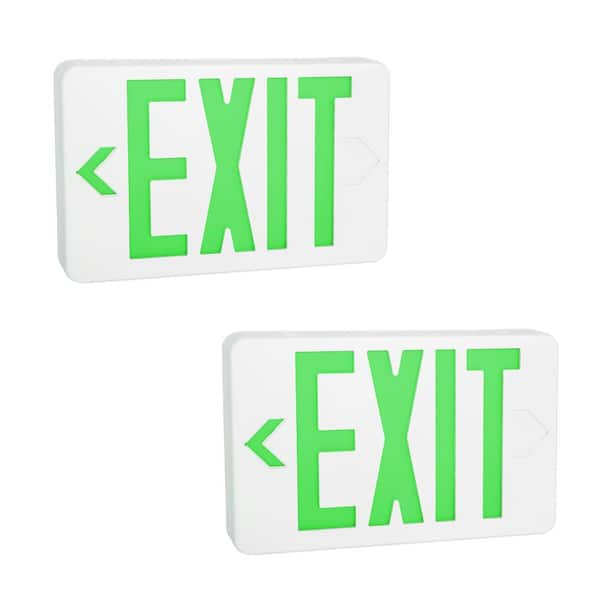 2-Pack Contractor Select 1-Watt White Integrated LED Green Exit Sign with Ni-Cad 1.2-Volt Battery