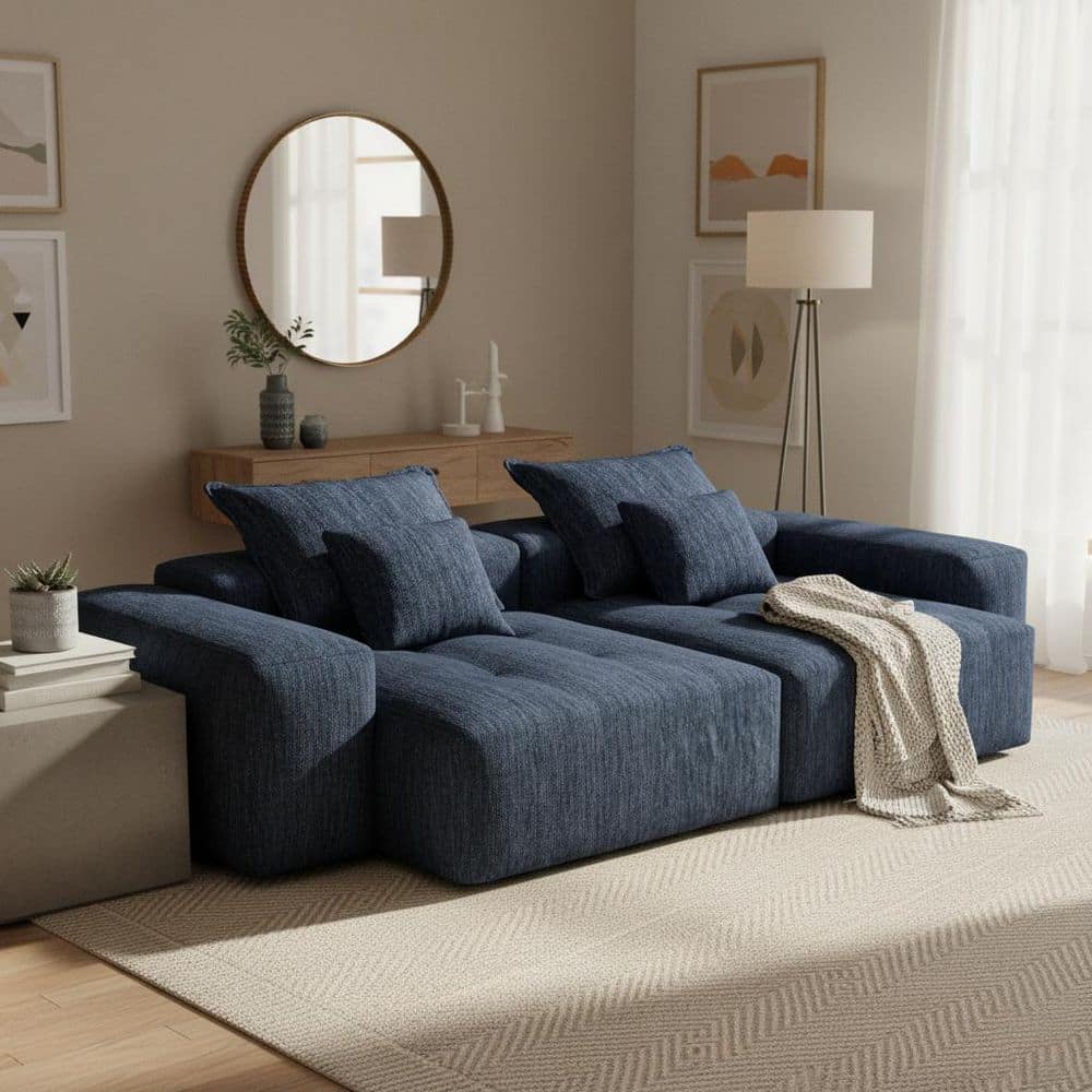 Homy Casa YSLN 113 in. Modular Tufted Chenille 4-Seater Sectional