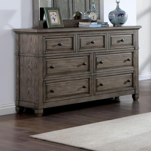 Furniture of America Dotta Warm Gray 7-Drawer 60 in. Dresser