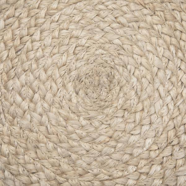 Edgeley Boho Chic Round Pouf in Grey and Natural Jute
