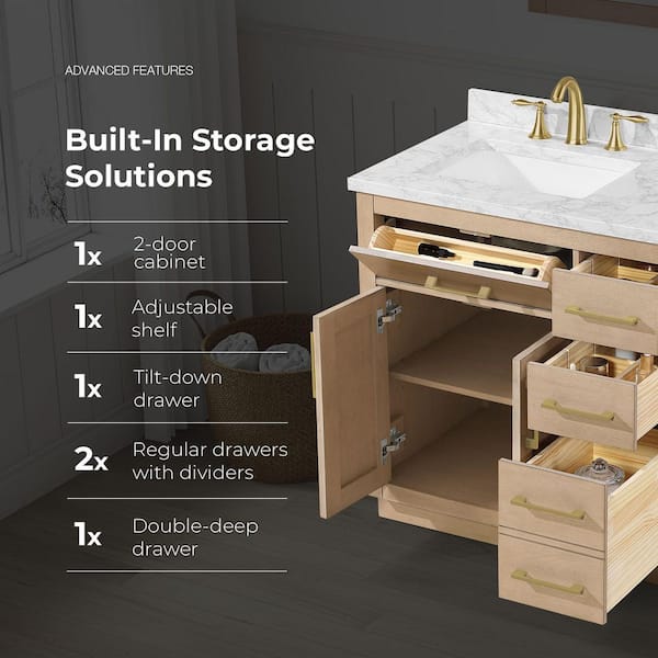 OVE Decors Athea 36 in. Single Sink Freestanding Sahara Birch Bath
