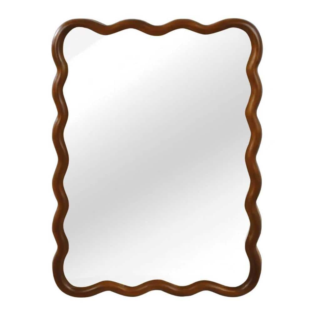 Black Walnut 30 in. W x 40 in. H Wavy Rectangle Solid Wood Framed Wall Bathroom Vanity Mirror price history on PriceWatchPro