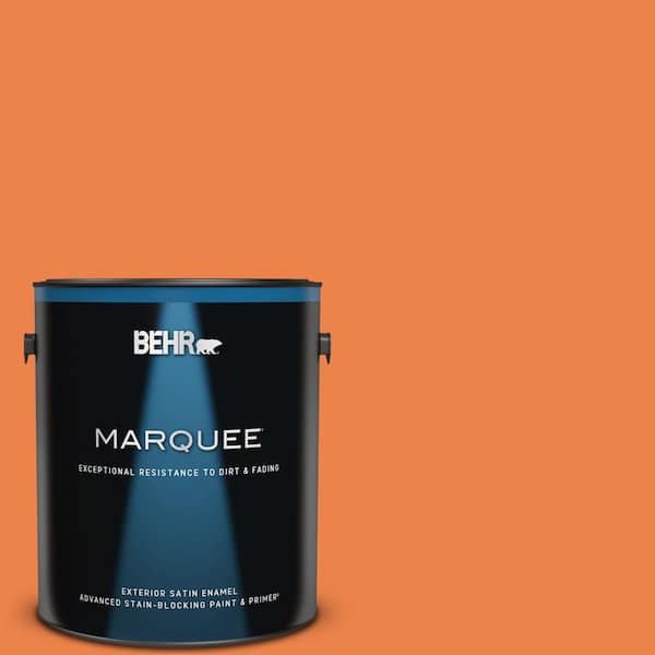 BEHR MARQUEE 1 gal. #240B-6 Orange Zest Satin Enamel Exterior Paint & Primer