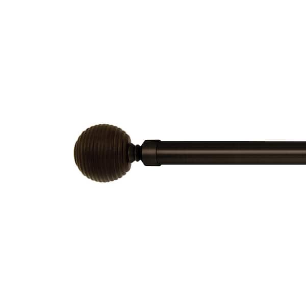 Versailles Home Fashions Vivendi 36 in. - 66 in. Adjustable Single 1 in. Dia Ribbed Ball Curtain Rod in Brown