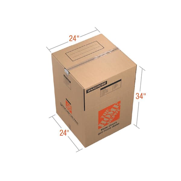 The Home Depot Wardrobe Moving Box With Bar And Handles 48 Pack 24 In L X 24 In W X 34 In D 713654 The Home Depot